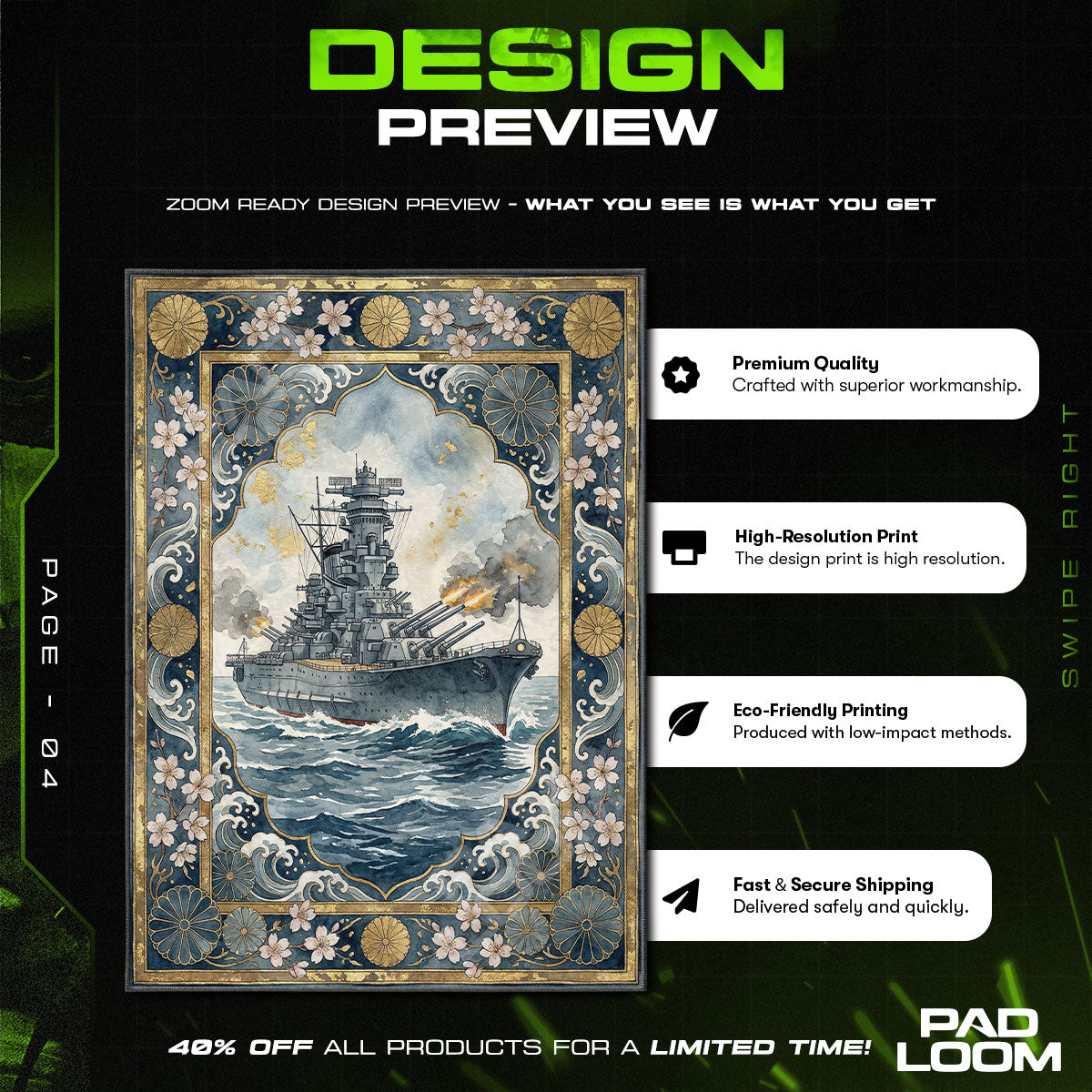 Yamato Imperial Waves Rug - World of Warships Mat