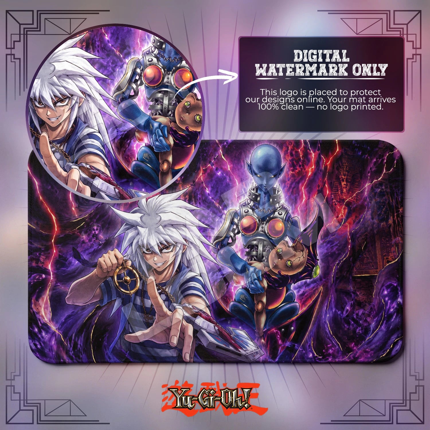 Yami Bakura Shadow artwork close-up on Yugioh playmat