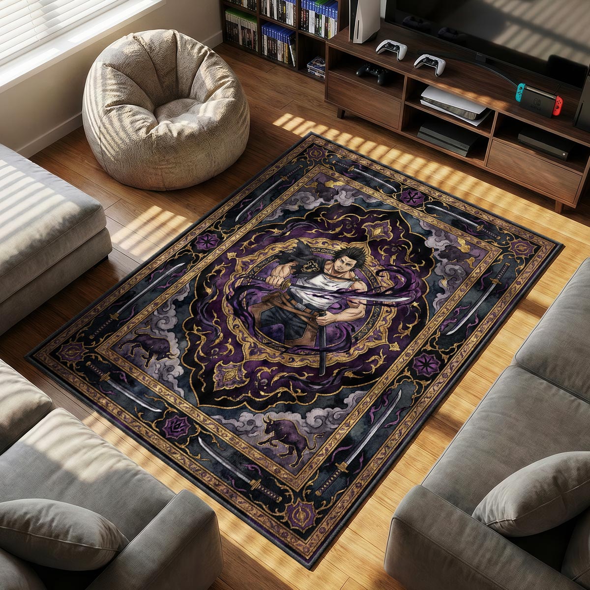 Yami Sukehiro Dark Magic Rug - Black Clover Chair Mat