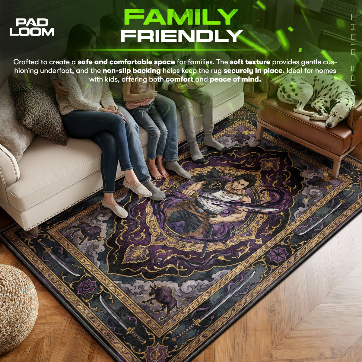 Yami Sukehiro Dark Magic Rug - Black Clover Chair Mat