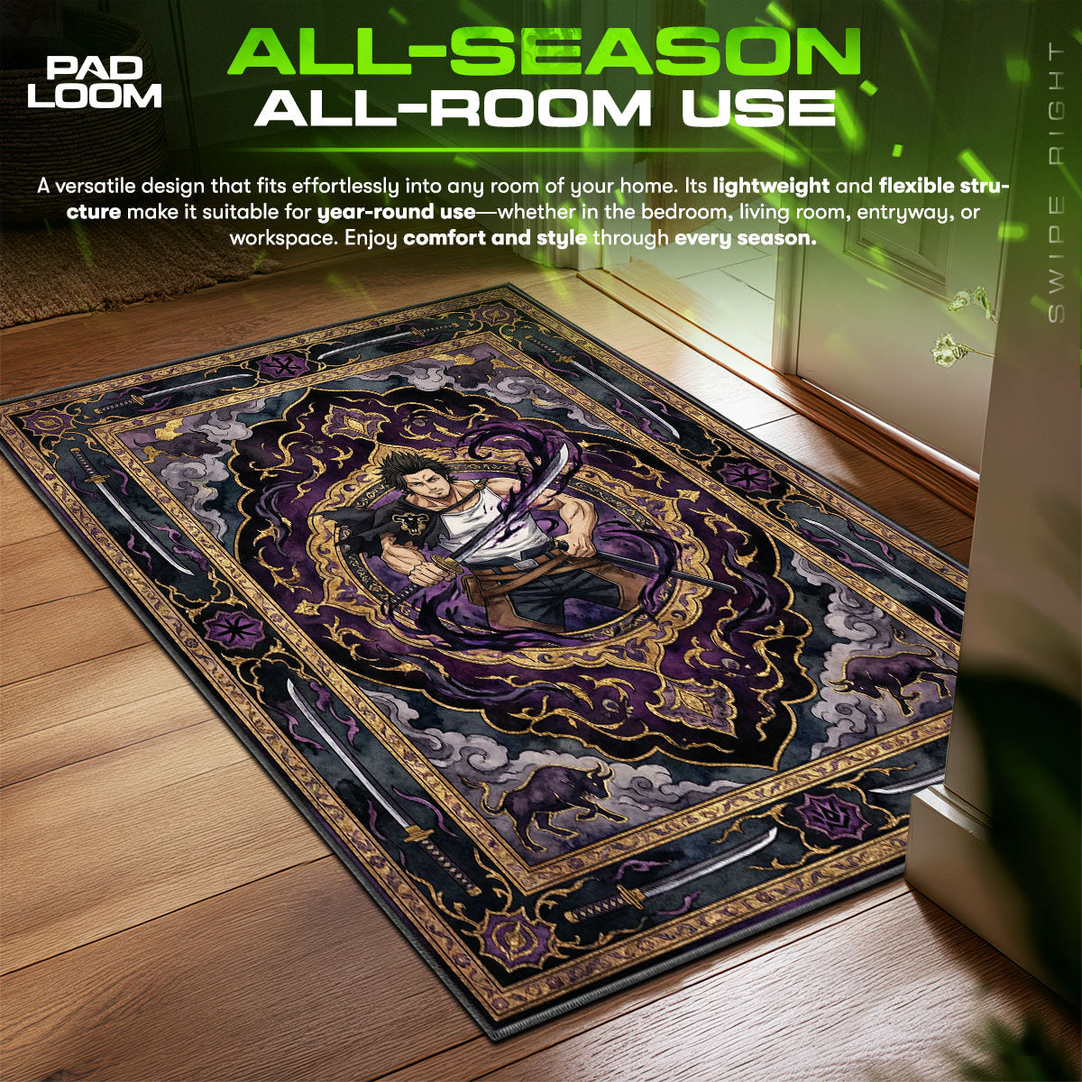 Yami Sukehiro Dark Magic Rug - Black Clover Chair Mat