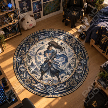 Yasuo Indigo Round Rug - League of Legends Chair Mat