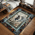 Yasuo summoning tornado with autumn leaves in traditional ink wash style gaming area rug and floor mat
