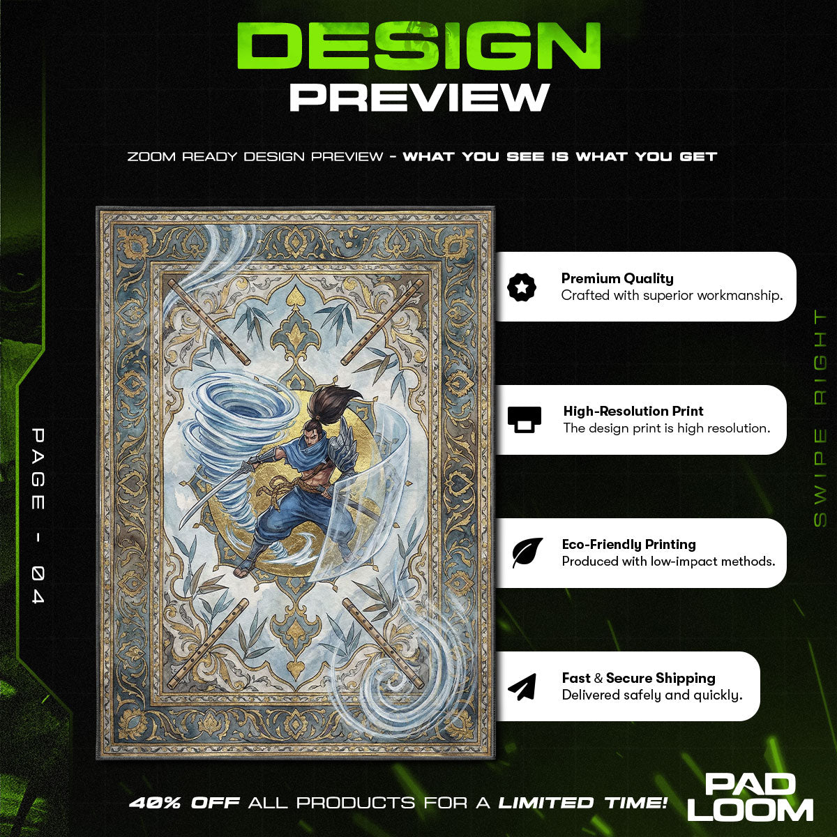 Yasuo Wind Technique Rug - League of Legends Chair Mat