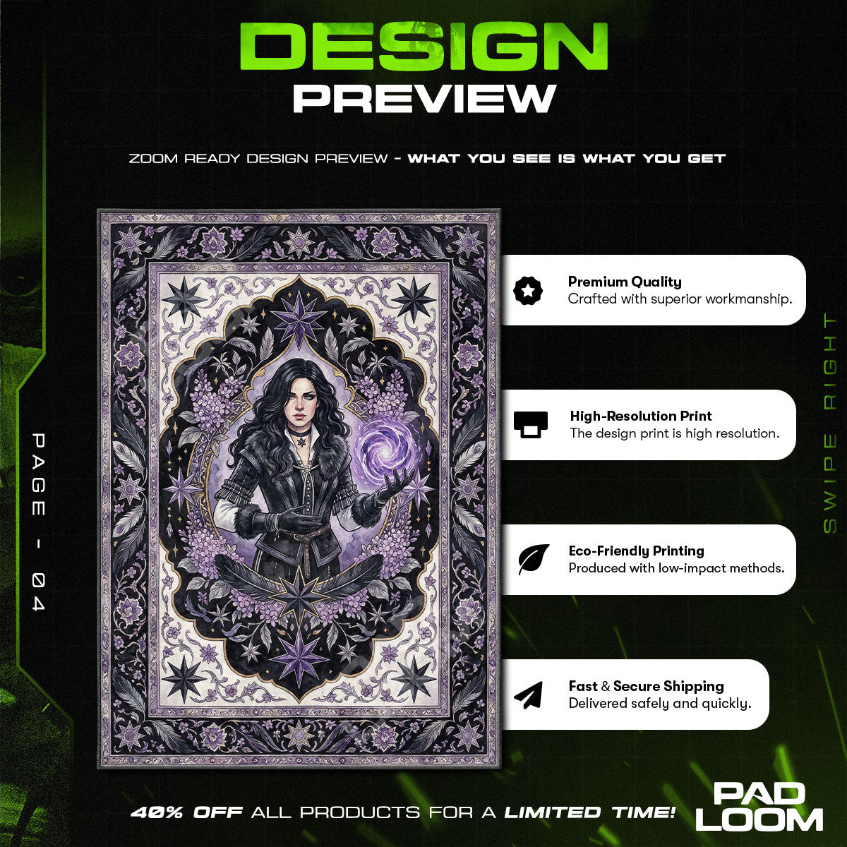 Witcher Rug Yennefer Violet Magic Rug - The Witcher 3 Chair Mat | Padloom