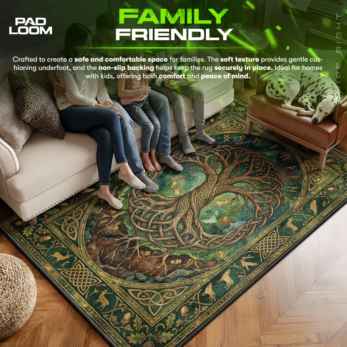 Area character design printed on rug