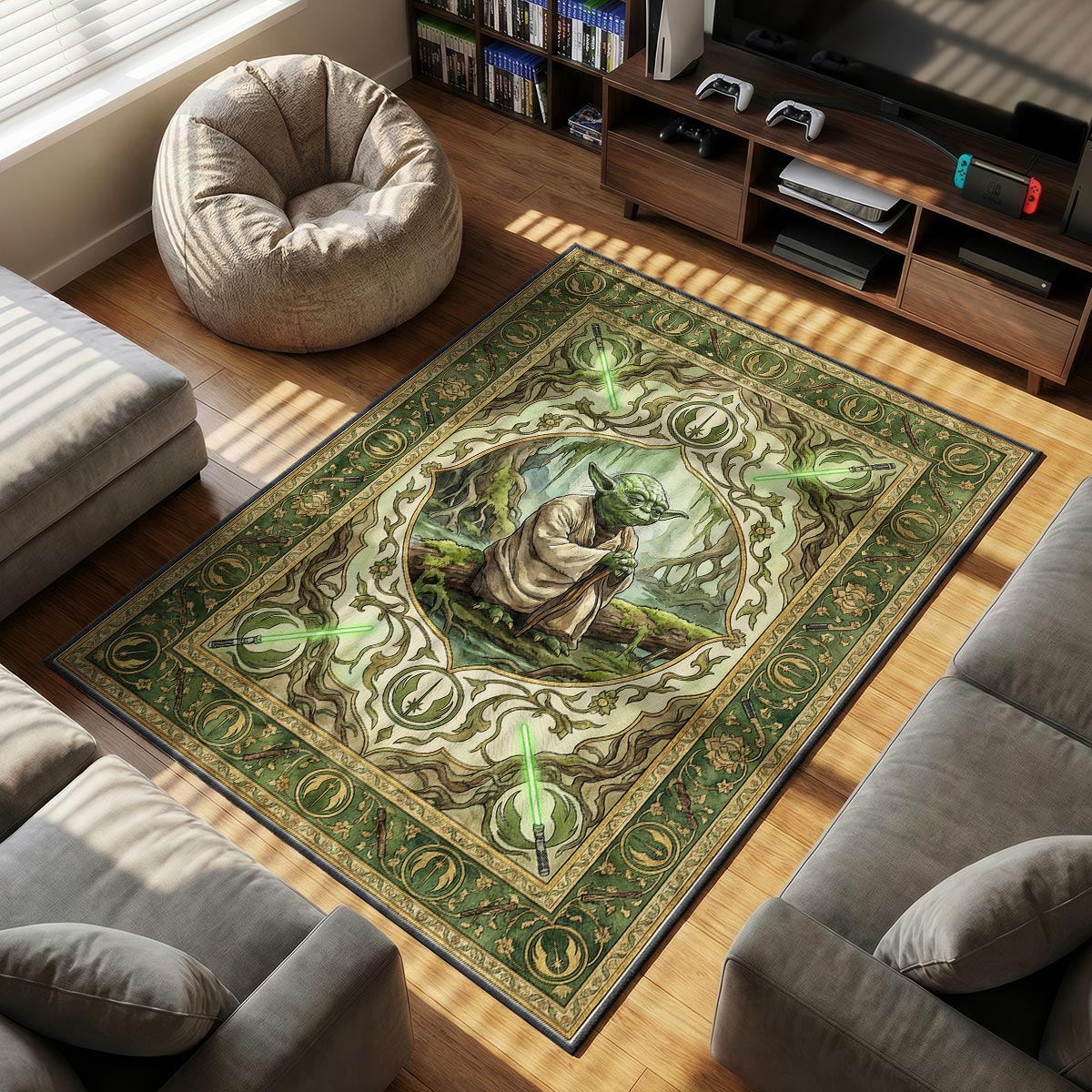 Yoda Dagobah themed area rug for home decor fans