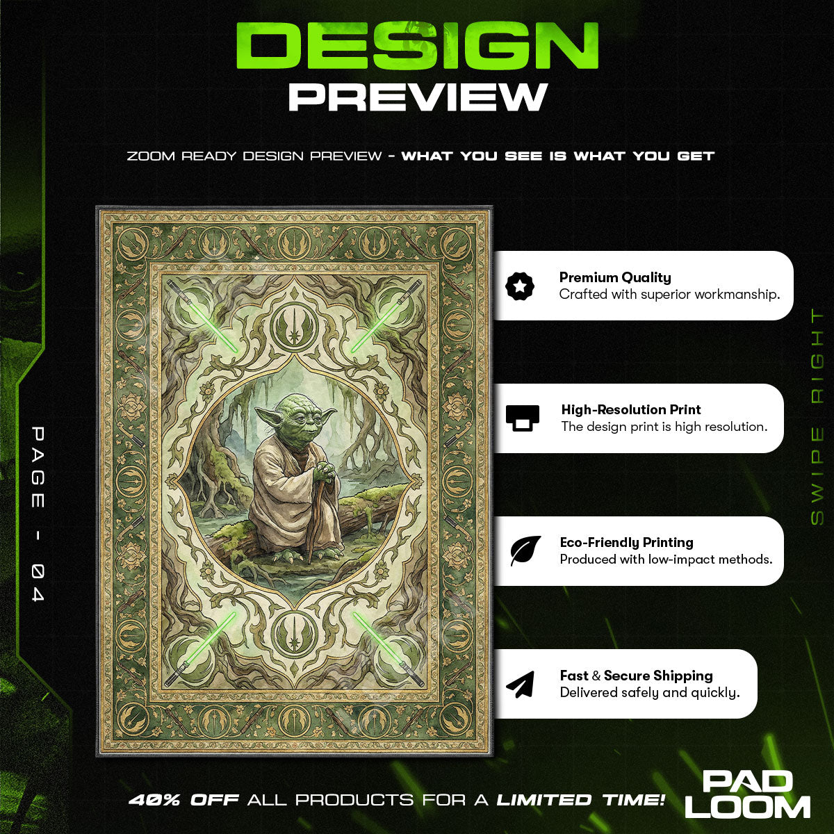 Room character design printed on rug