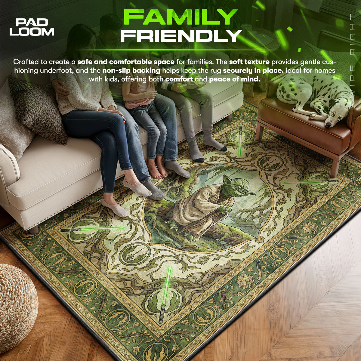 Yoda area rug showing full home decor artwork