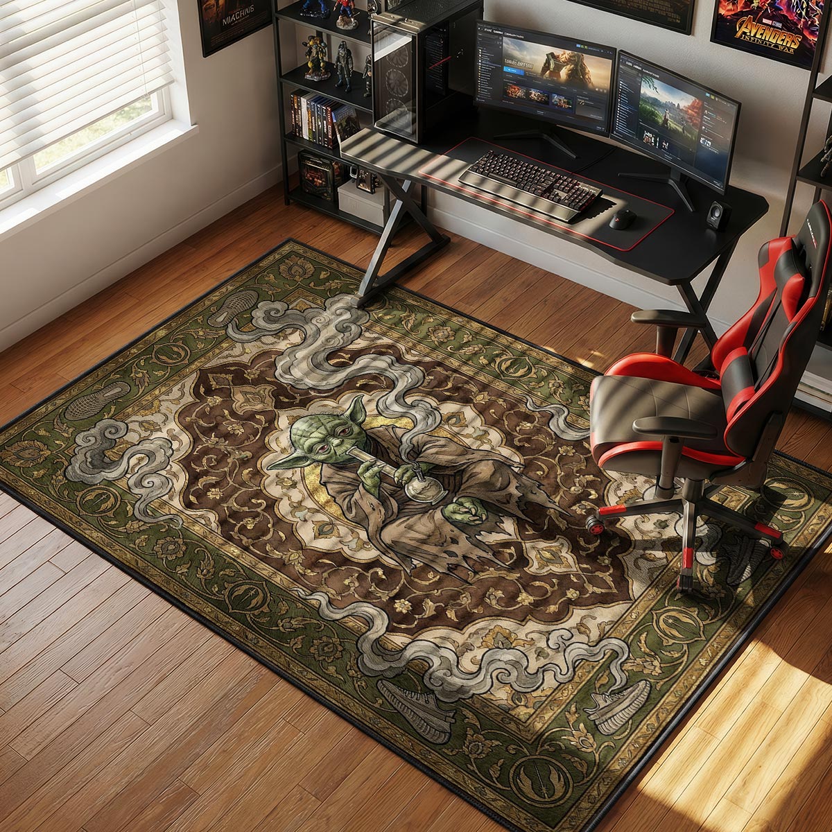 Smoking Yoda Persian Hypebeast Floor rug — main product view