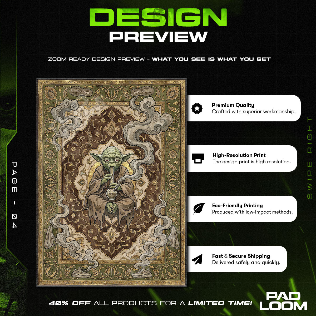 Floor character design printed on rug