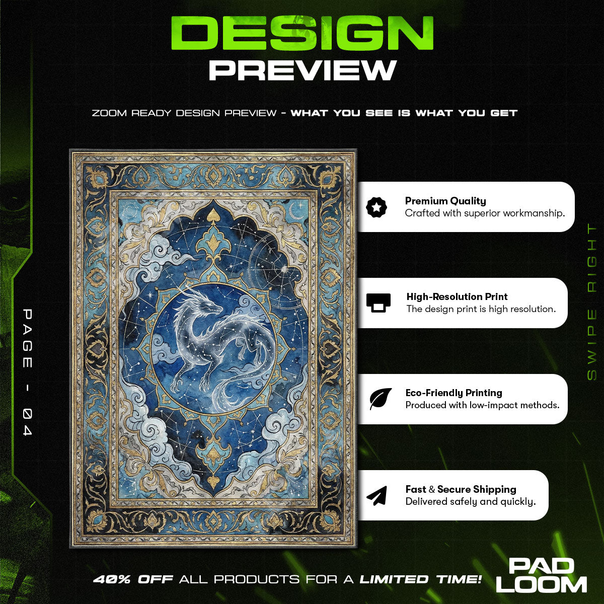 Yomigami Celestial Dragon Rug - Okami Chair Mat