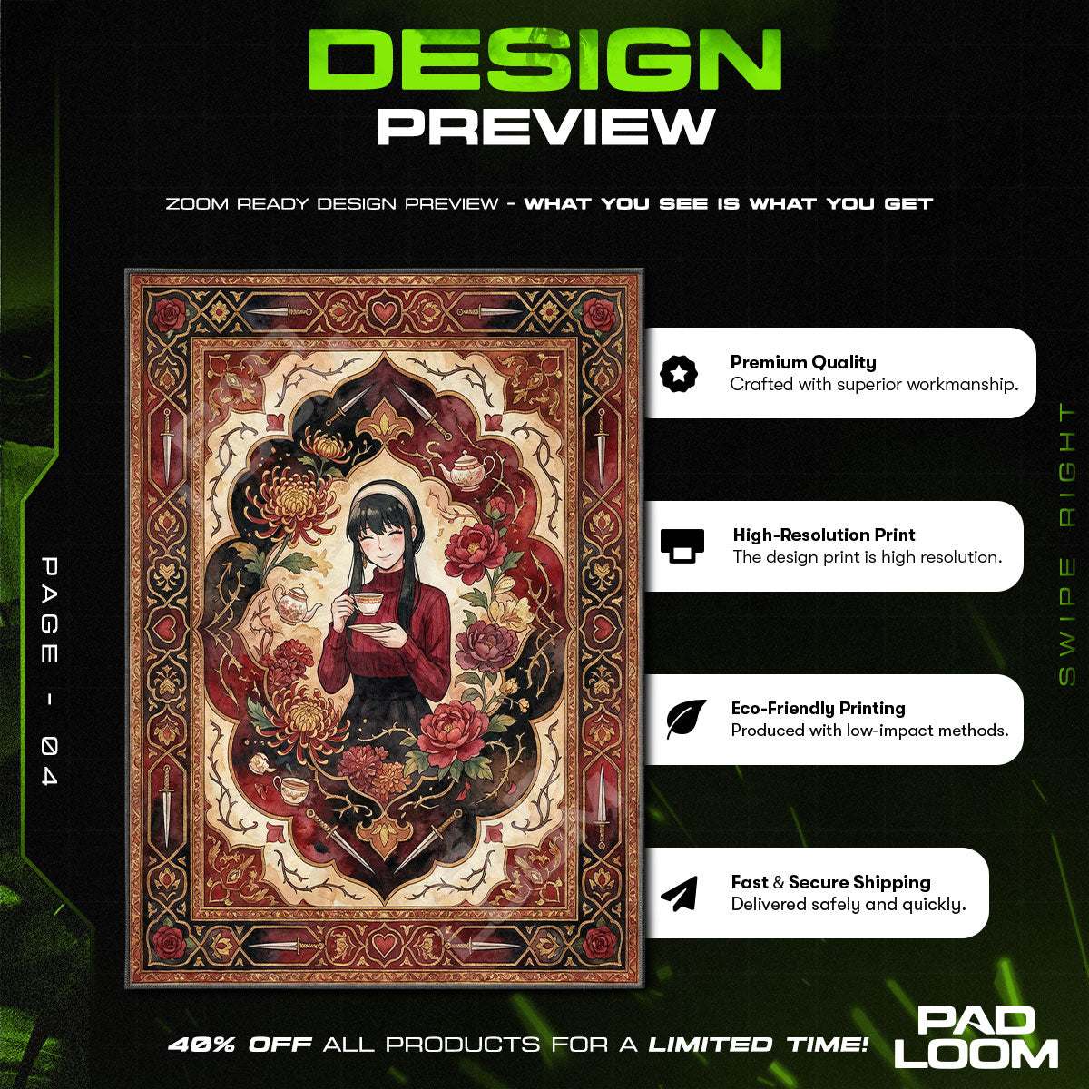 Yor Forger Tea Time Rug - Spy x Family Chair Mat