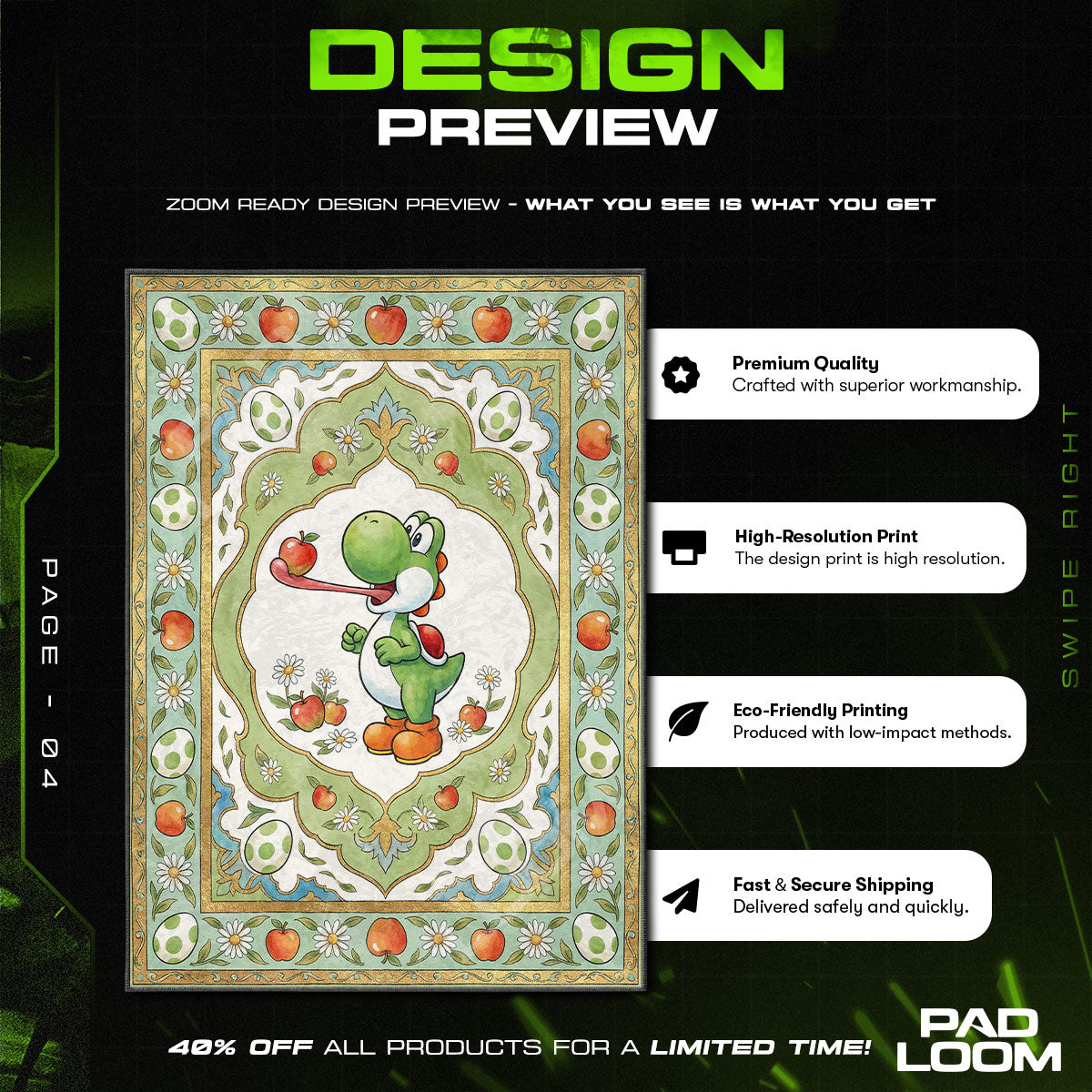 Chair character design printed on rug