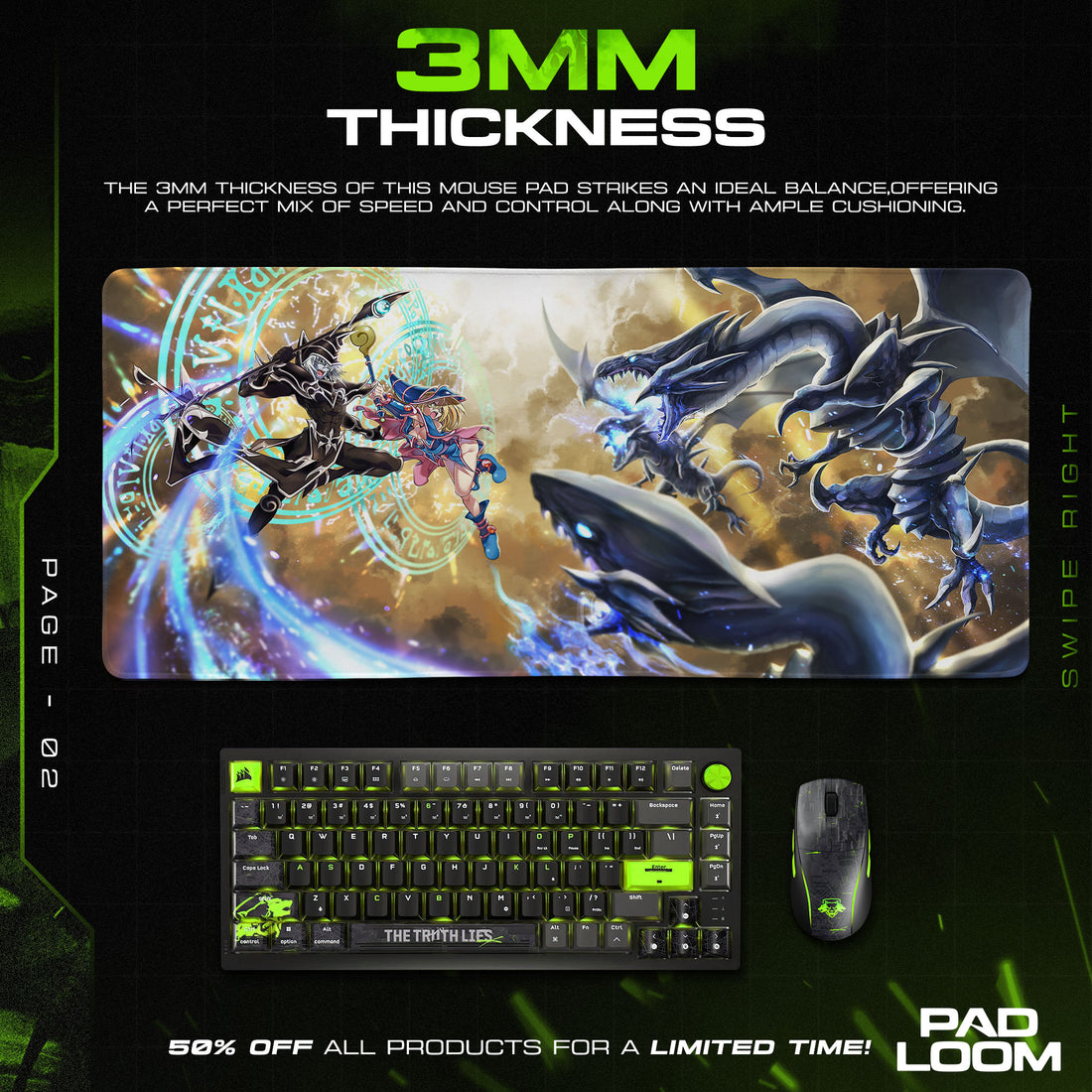 Yu-Gi-Oh Blue-Eyes Battle Mouse Pad, Game Gaming Desk Mat
