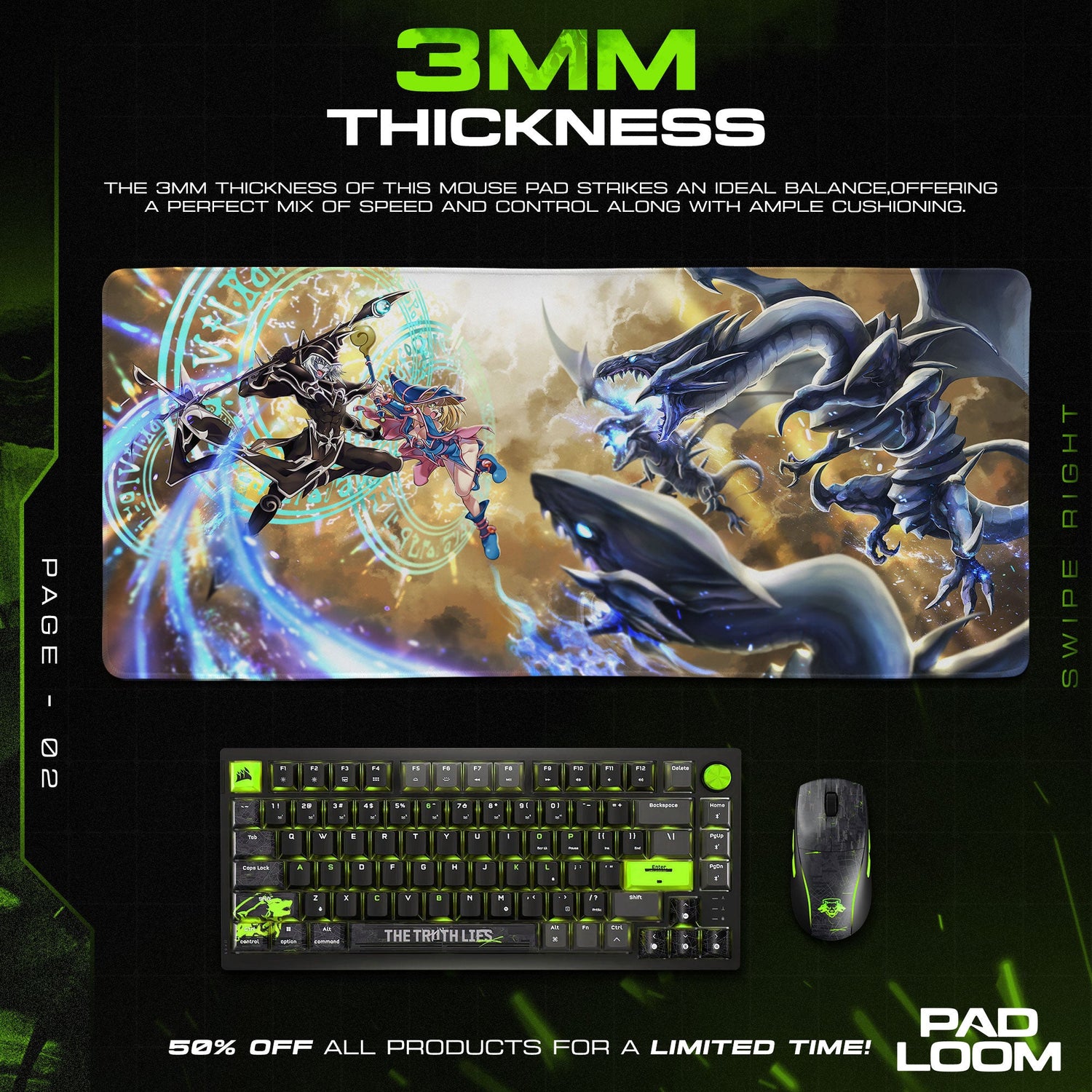 Yu-Gi-Oh Blue-Eyes Battle Mouse Pad, Game Gaming Desk Mat Padloom