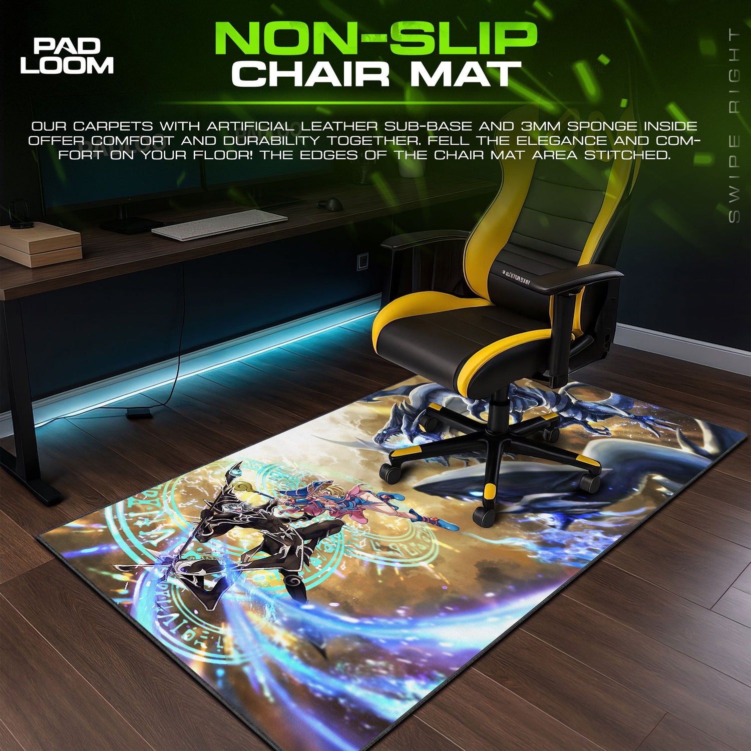 Yu-Gi-Oh Blue-Eyes Battle Mouse Pad, Game Gaming Desk Mat Padloom