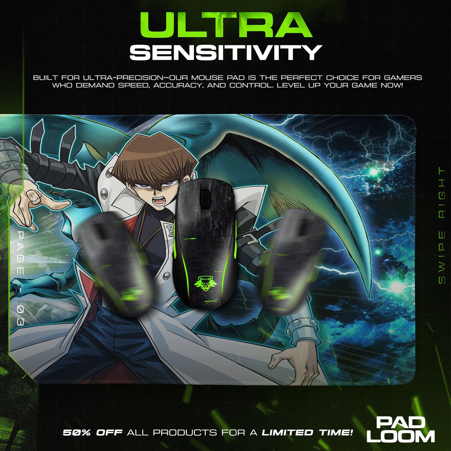 Yu-Gi-Oh Seto Kaiba Blue-Eyes Mouse Pad, Game Gaming Desk Mat Padloom