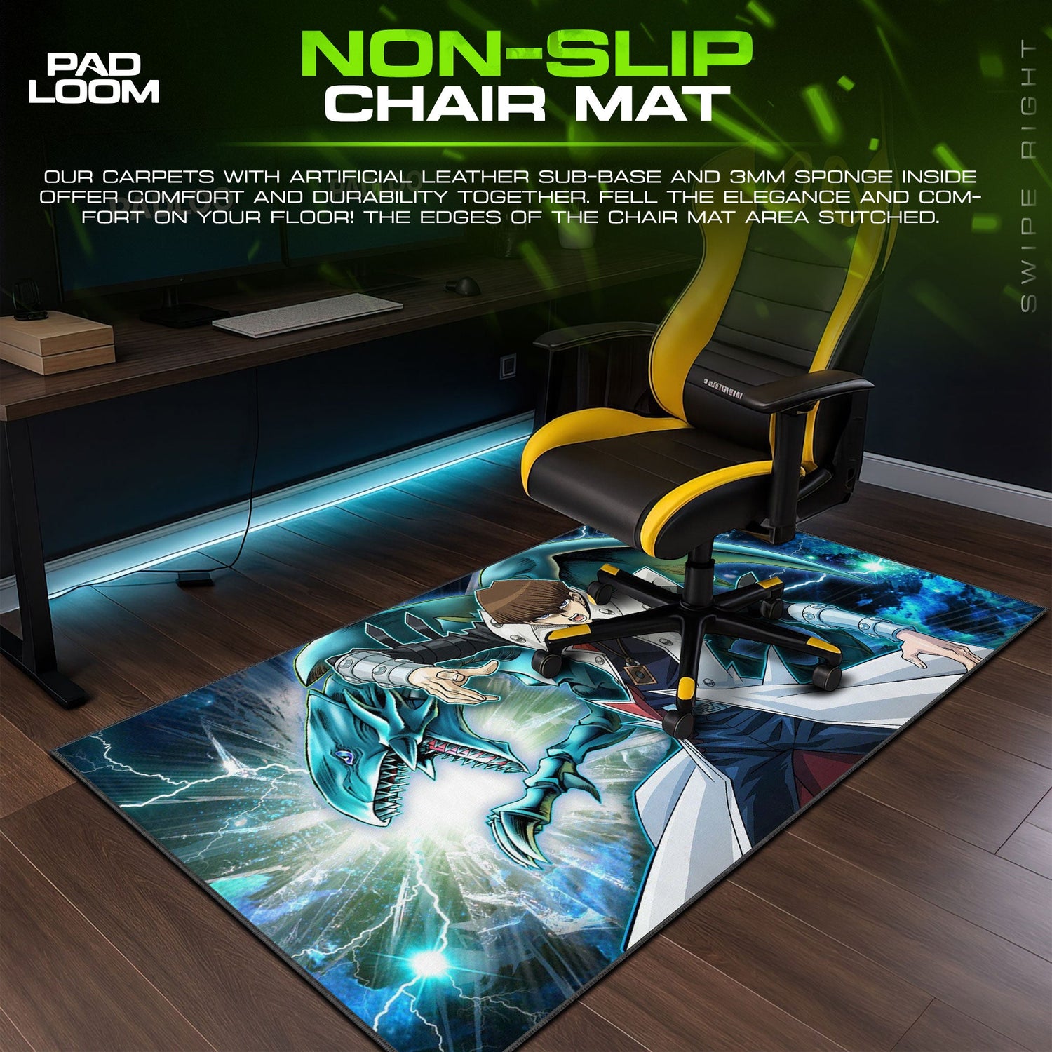 Yu-Gi-Oh Seto Kaiba Blue-Eyes Mouse Pad, Game Gaming Desk Mat Padloom