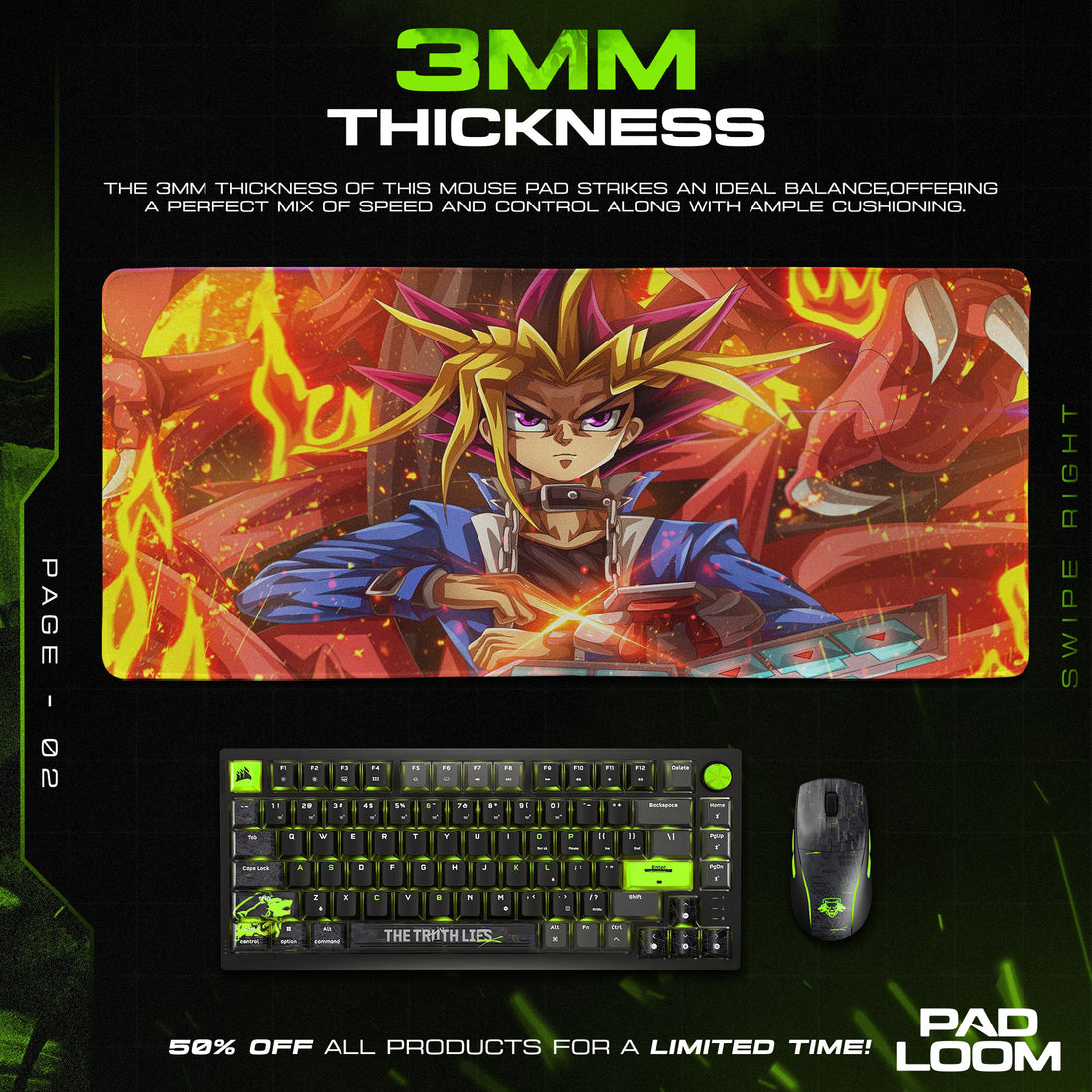 Yu-Gi-Oh Yami Yugi Flames Mouse Pad, Game Gaming Desk Mat