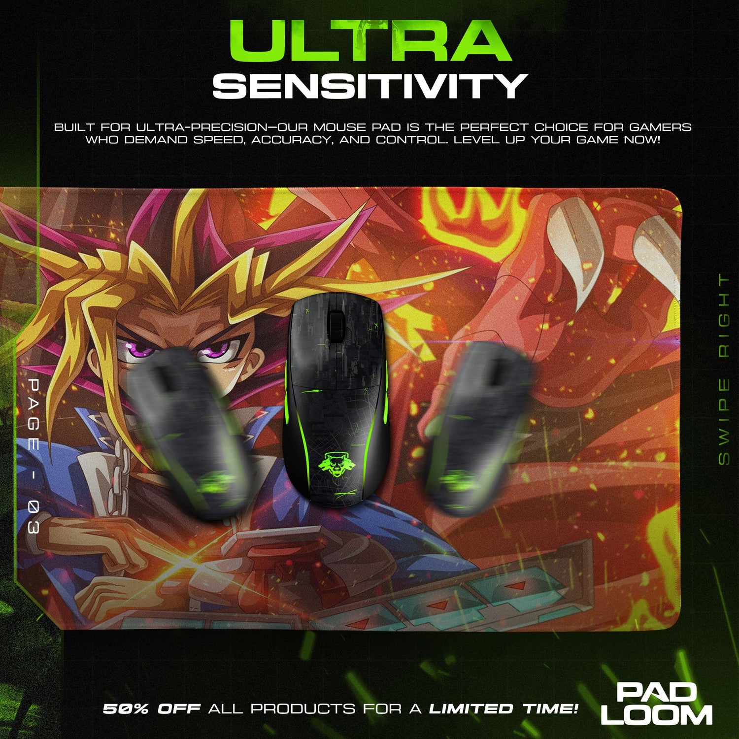 Yu-Gi-Oh Yami Yugi Flames Mouse Pad, Game Gaming Desk Mat Padloom