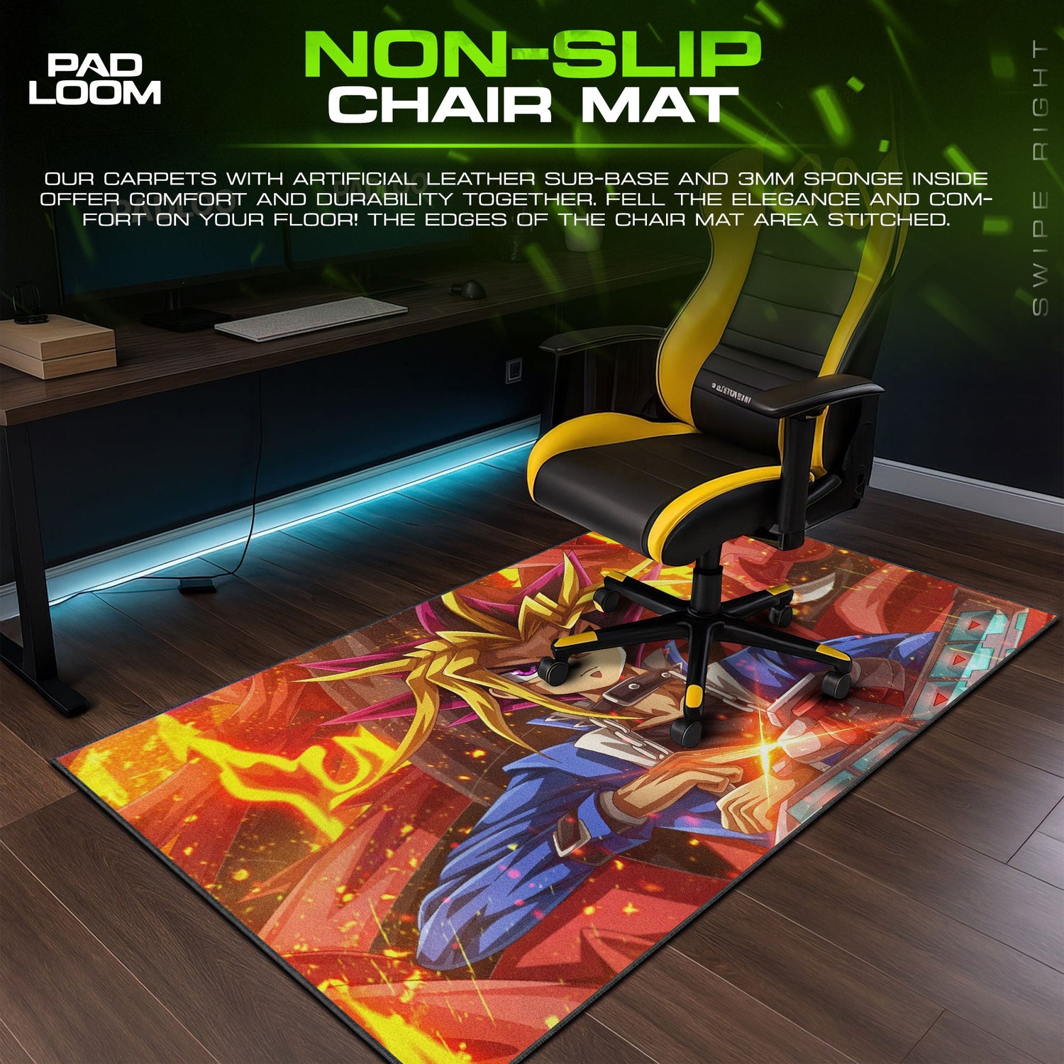 Yu-Gi-Oh Yami Yugi Flames Mouse Pad, Game Gaming Desk Mat Padloom