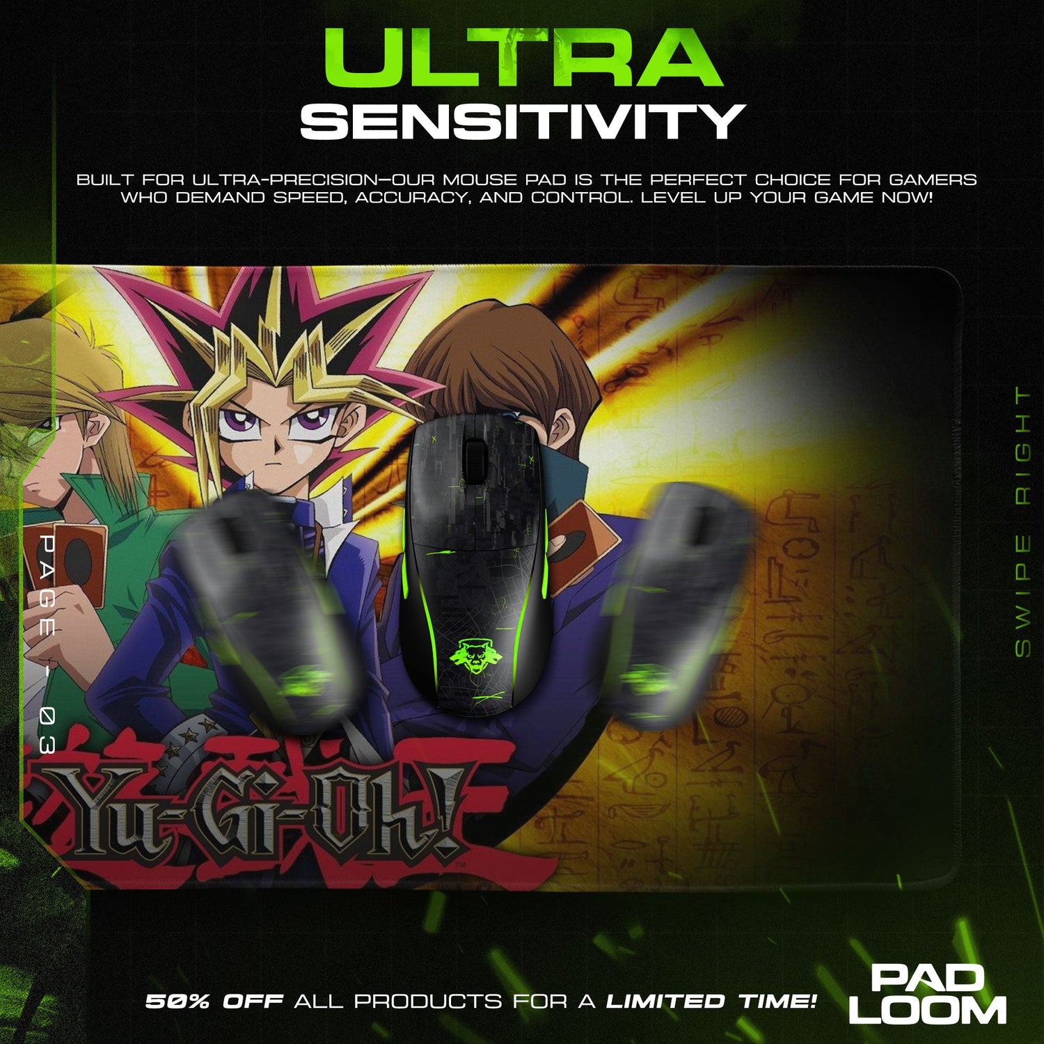 Yu-Gi-Oh Yugi Kaiba Joey Mouse Pad, Game Gaming Desk Mat Padloom