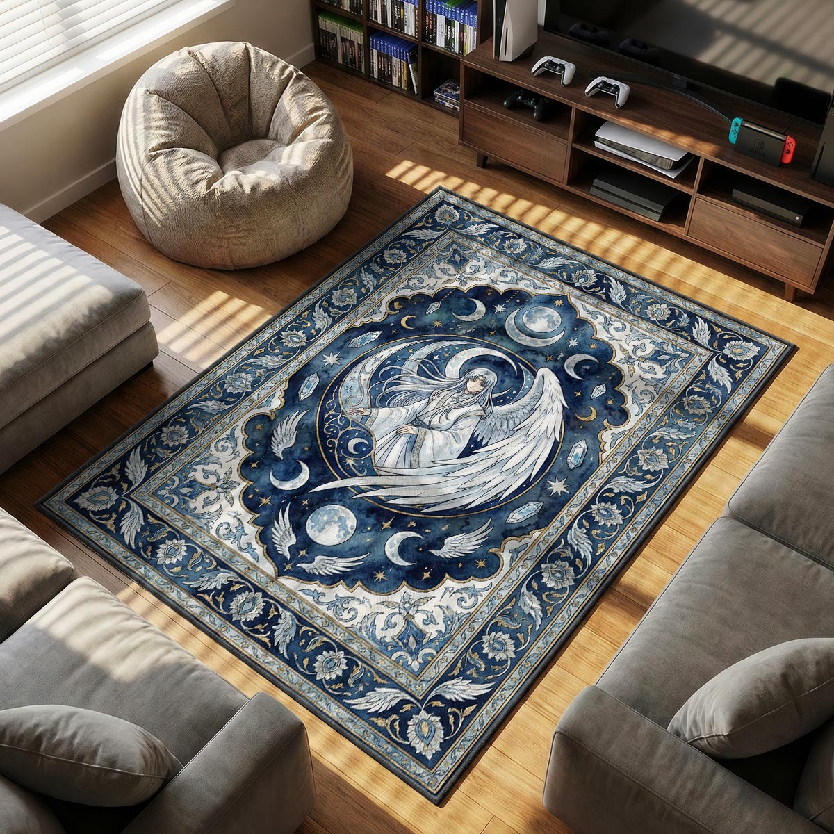 Yue Moon themed area rug for home decor fans