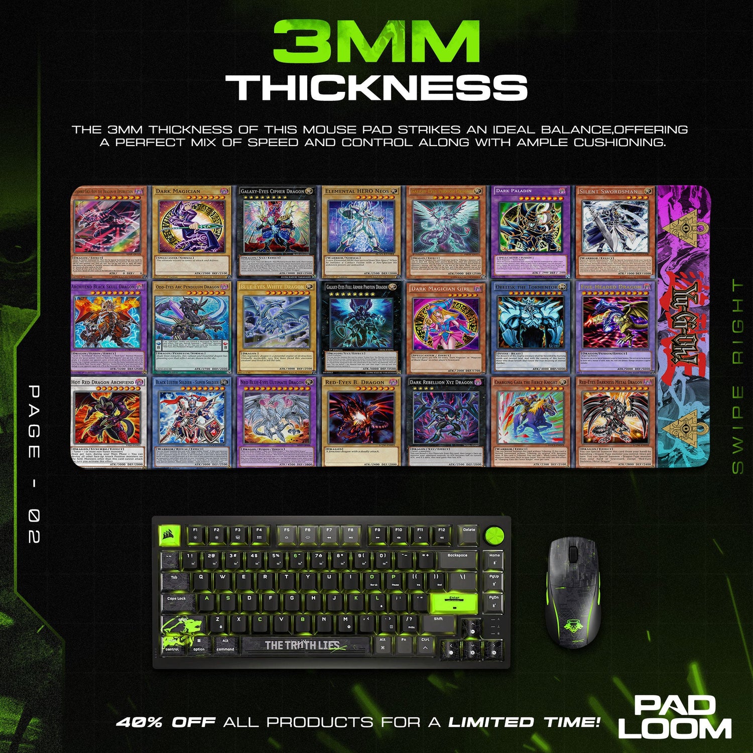 Yu-Gi-Oh! Monster Card Mouse Pad, Duel Monsters Gaming Desk Mat Padloom
