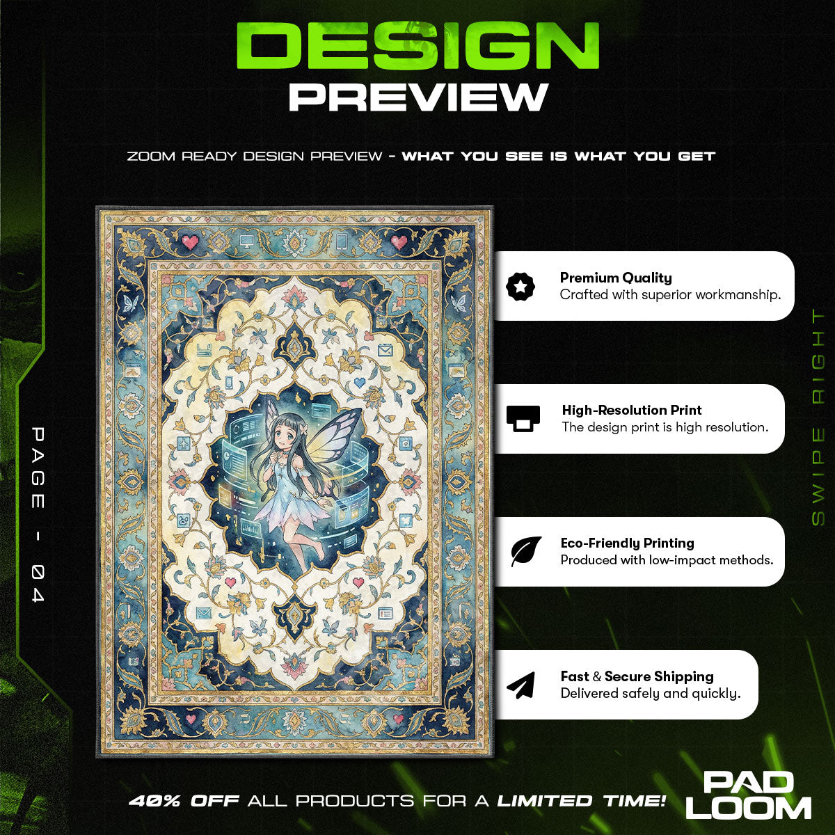 Yui Digital Pixie Rug - Sword Art Online Chair Mat