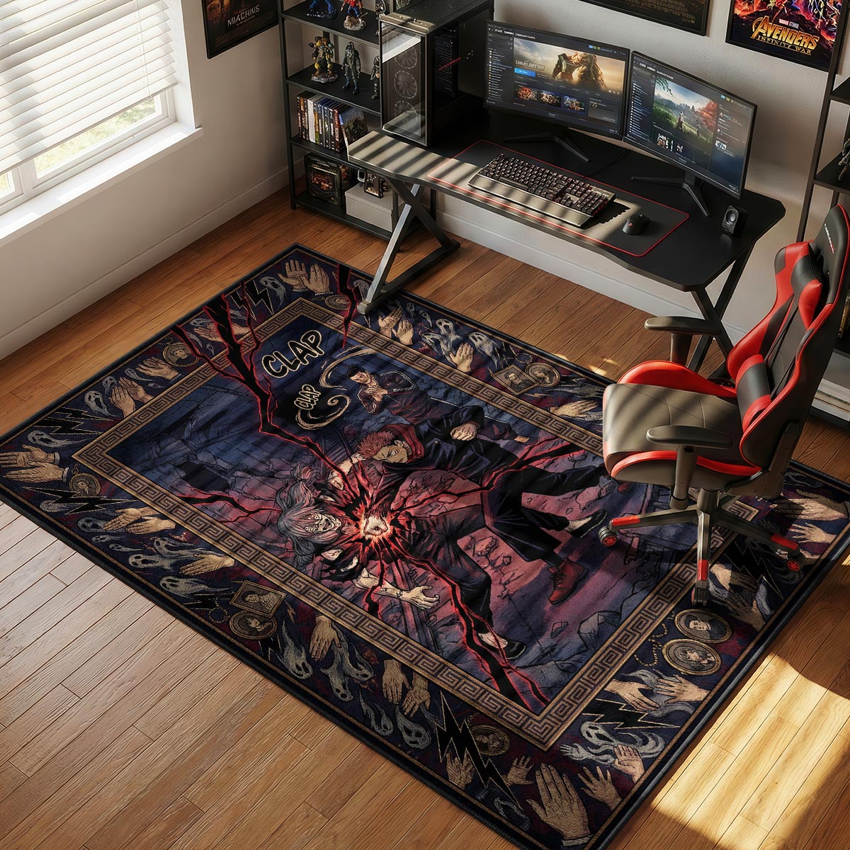 Yuji & Todo vs Mahito Boogie Woogie Jujutsu Kaisen Chair rug — main product view