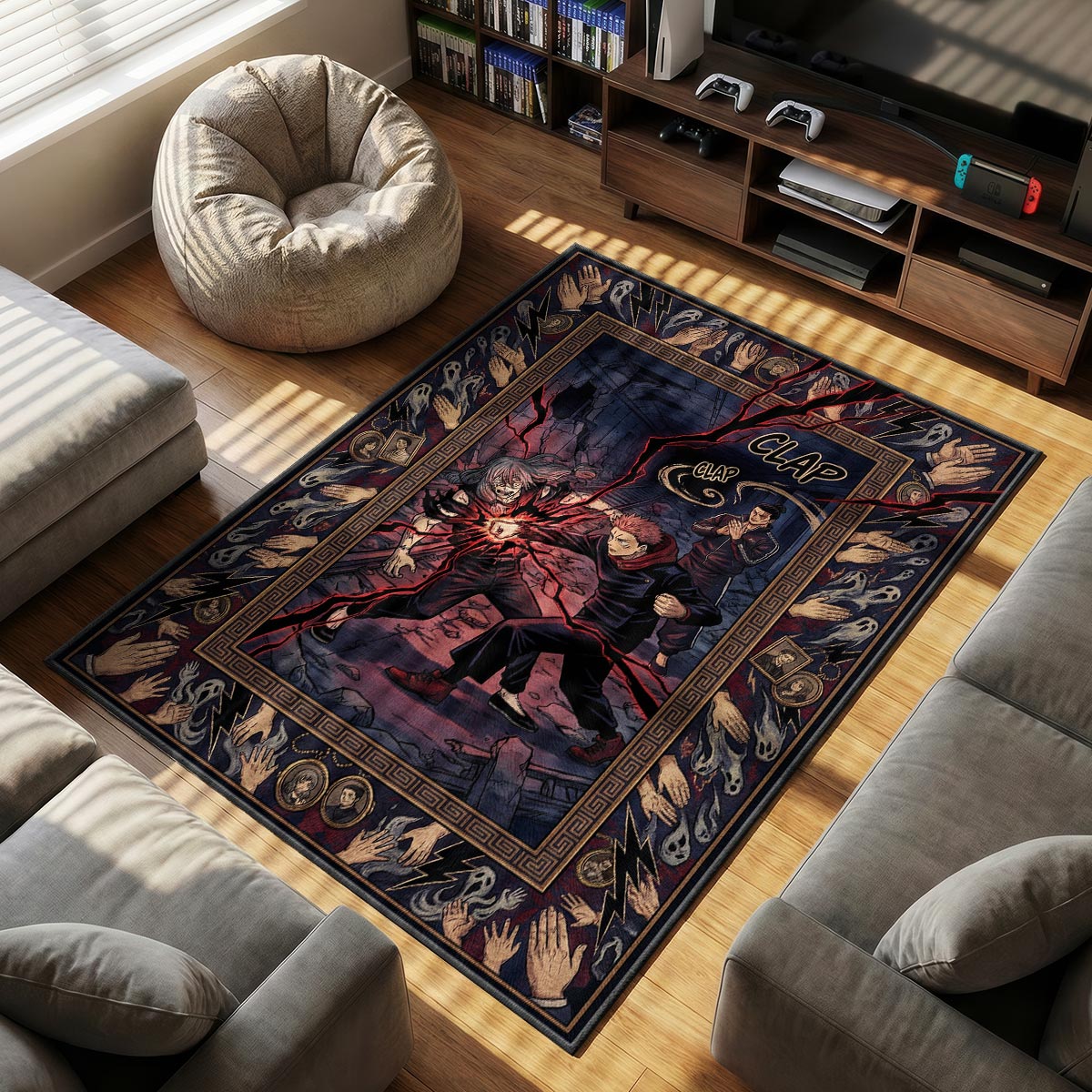 Yuji & themed area rug for home decor fans