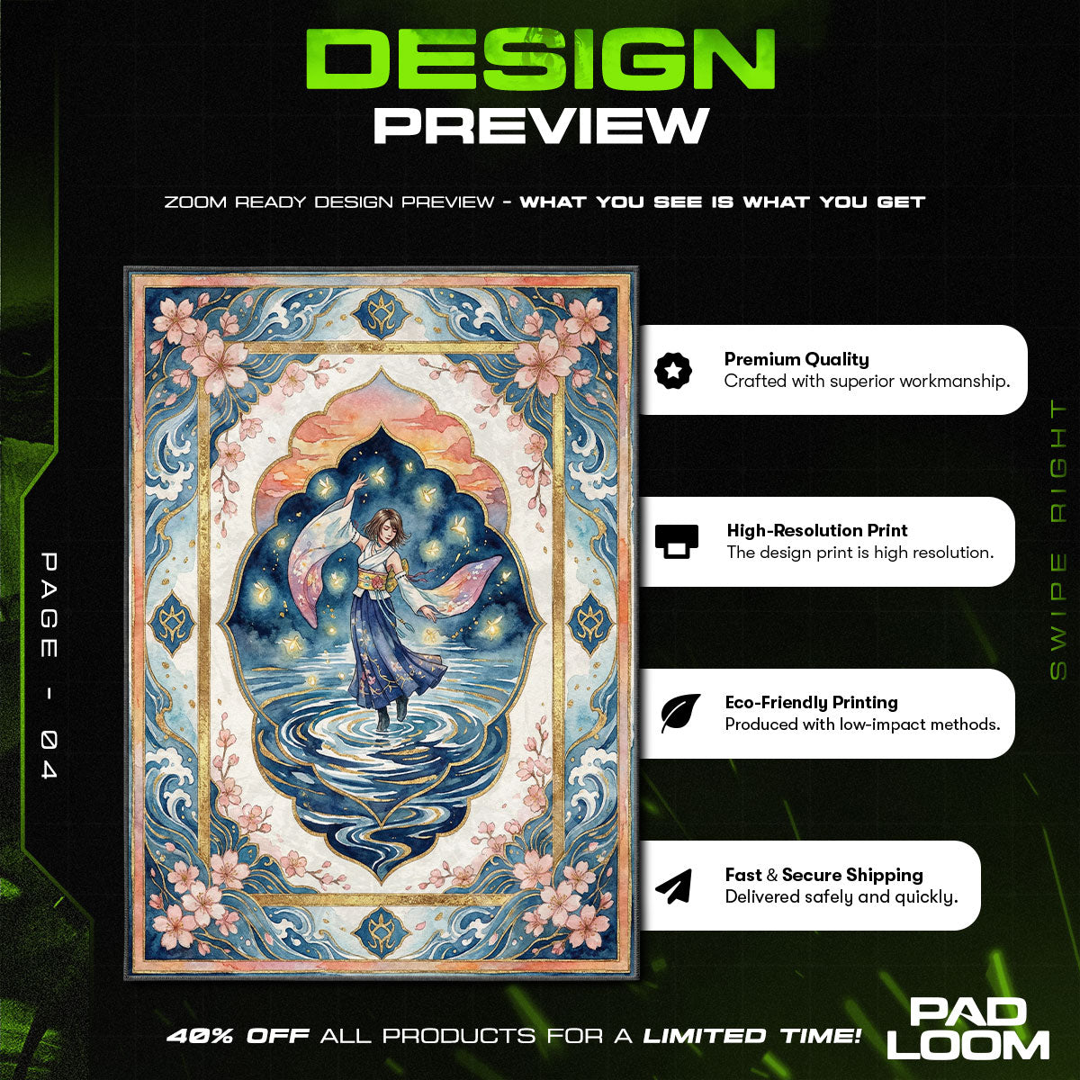 Yuna Sending Dance Rug - Final Fantasy X Chair Mat