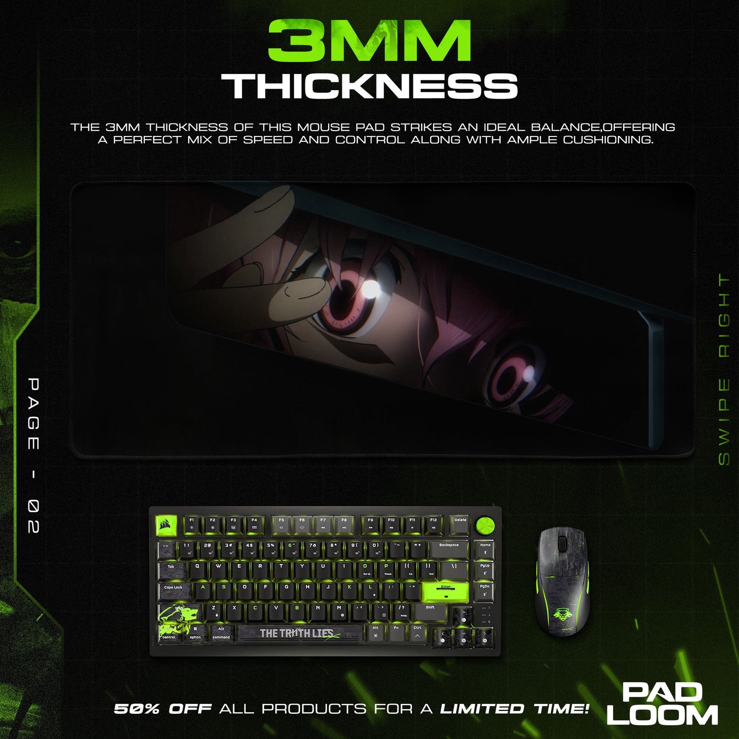 Yuno Gasai Eye Mouse Pad - Obsession Glare Anime Desk Mat Padloom