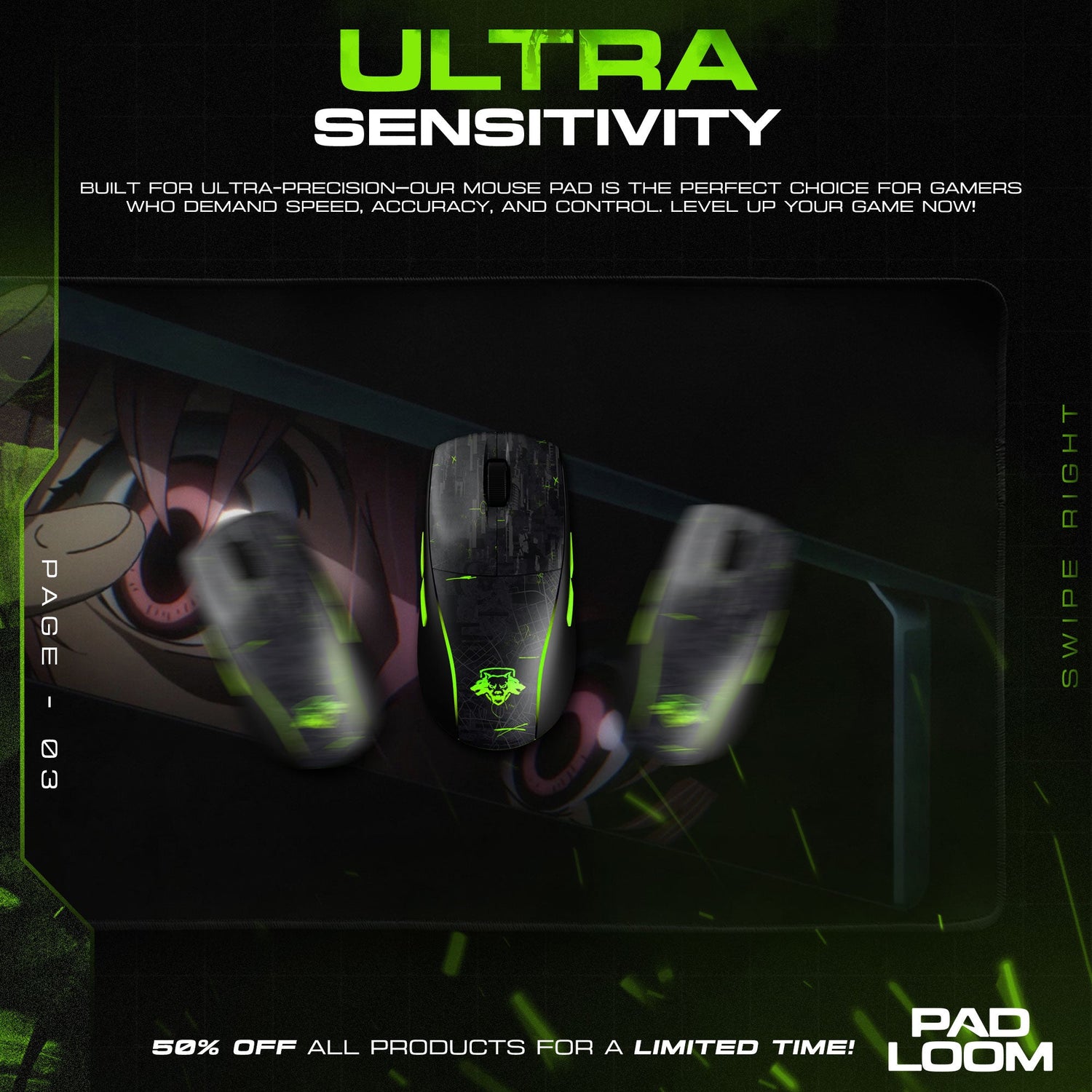 Yuno Gasai Eye Mouse Pad - Obsession Glare Anime Desk Mat Padloom