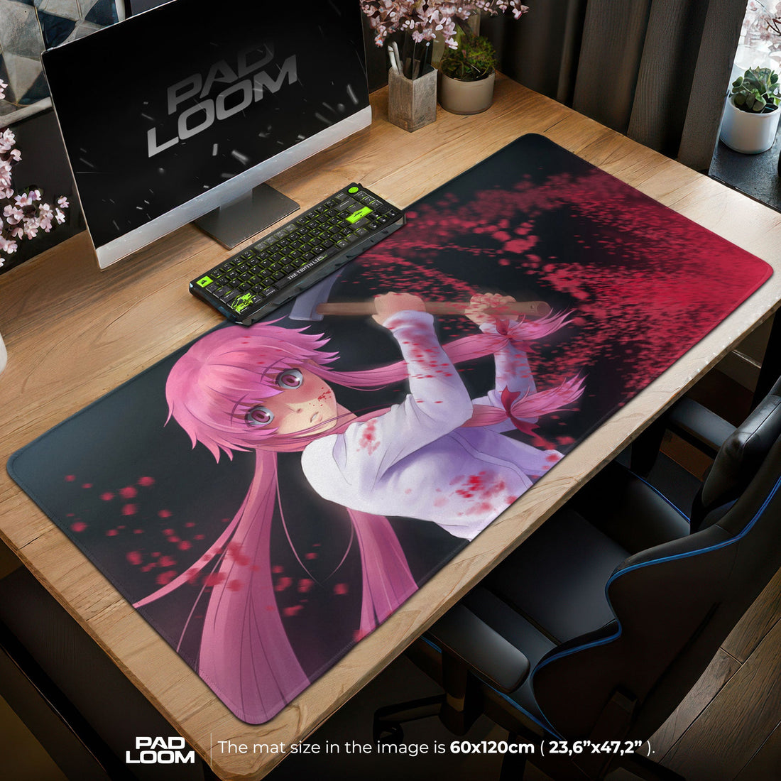 Yuno Gasai Mouse Pad - Pink Chaos Anime Desk Mat Padloom