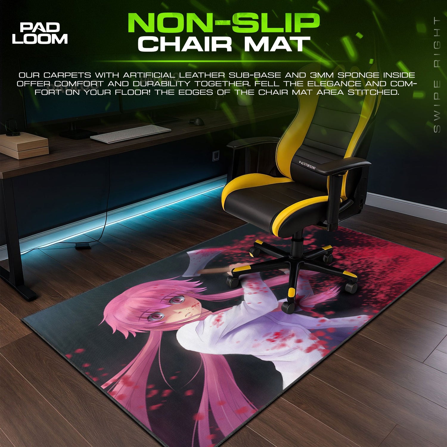 Yuno Gasai Mouse Pad - Pink Chaos Anime Desk Mat Padloom
