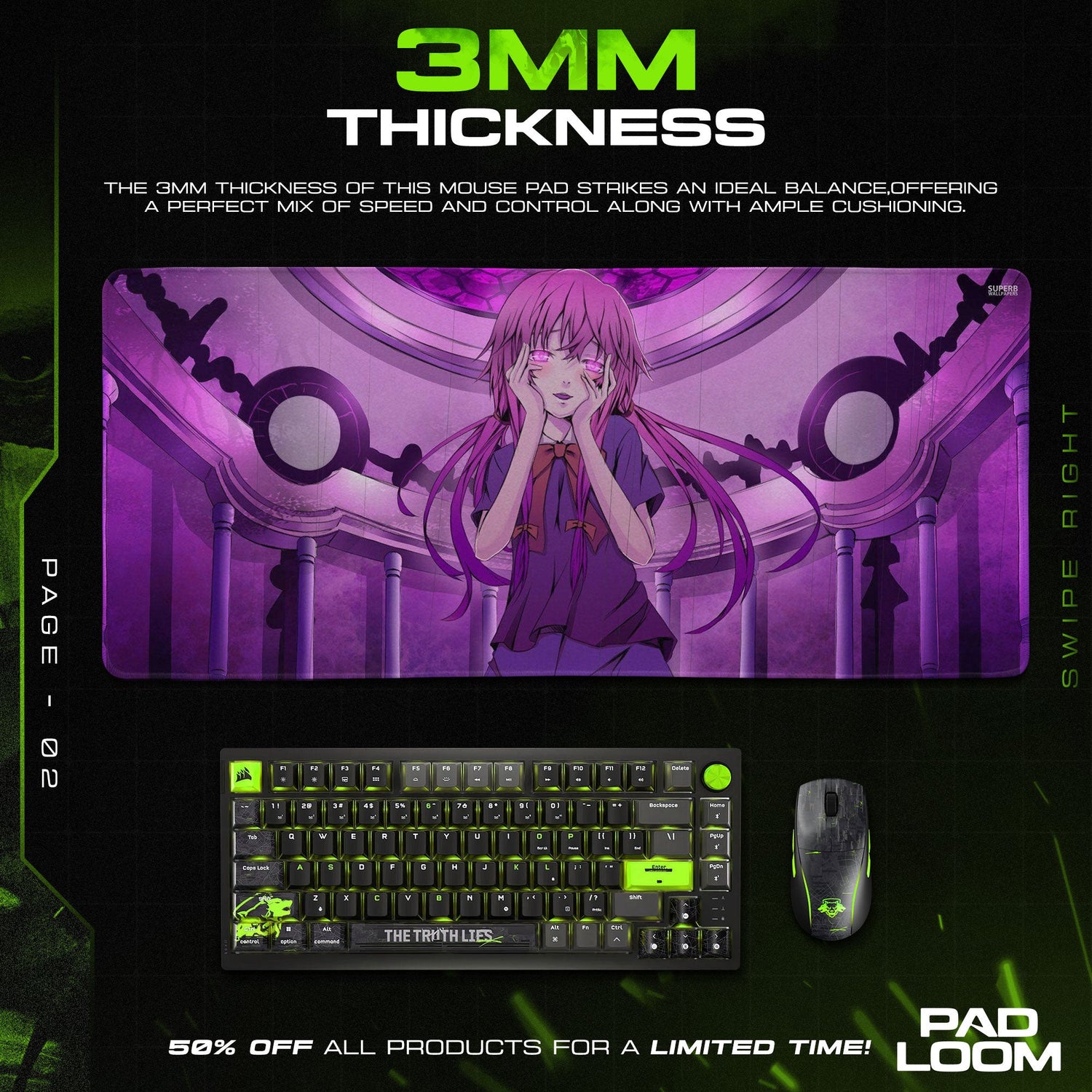 Yuno Gasai Mouse Pad - Dark Pulse Anime Desk Mat Padloom