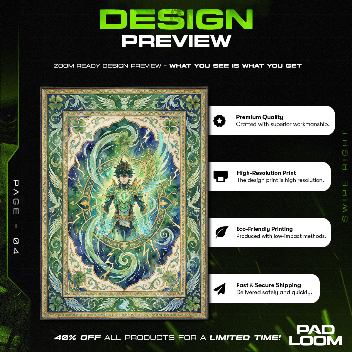 Yuno Spirit Dive Rug - Black Clover Chair Mat