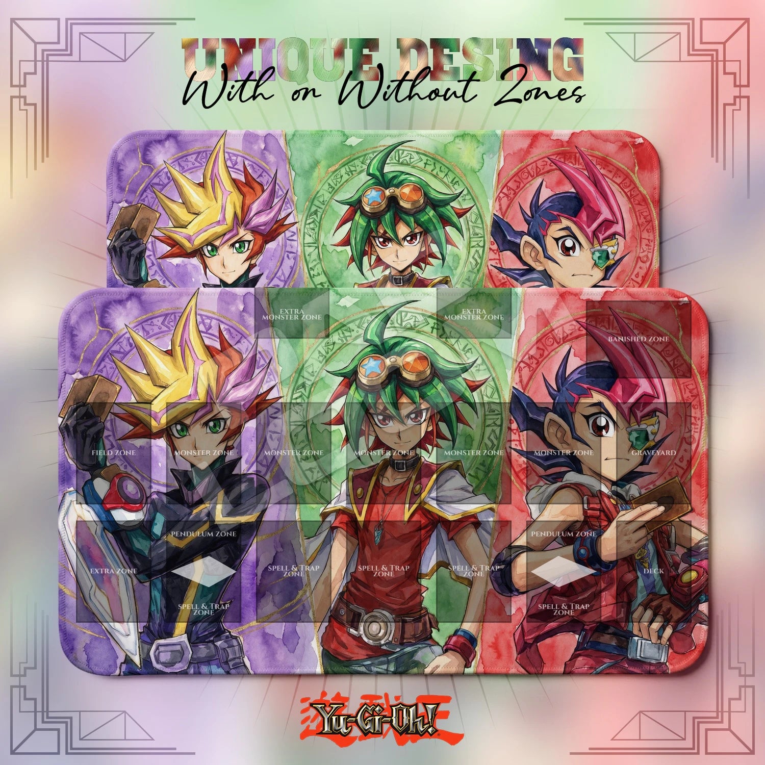 Yusei Yuya Yuma Trio Playmat - Yugioh TCG Mat
