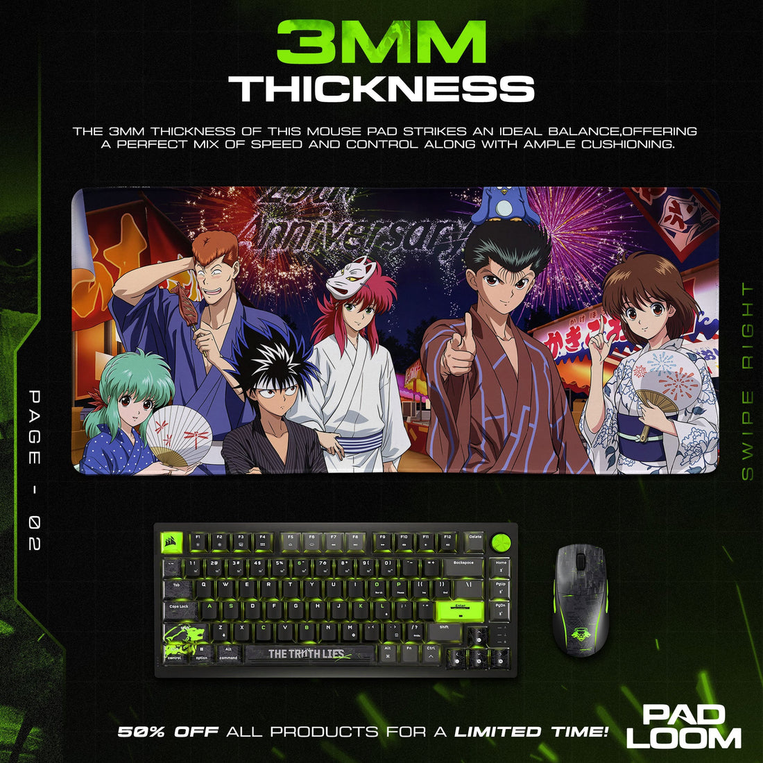 Yusuke Urameshi Mouse Pad - Festival Night Anime Desk Mat Padloom