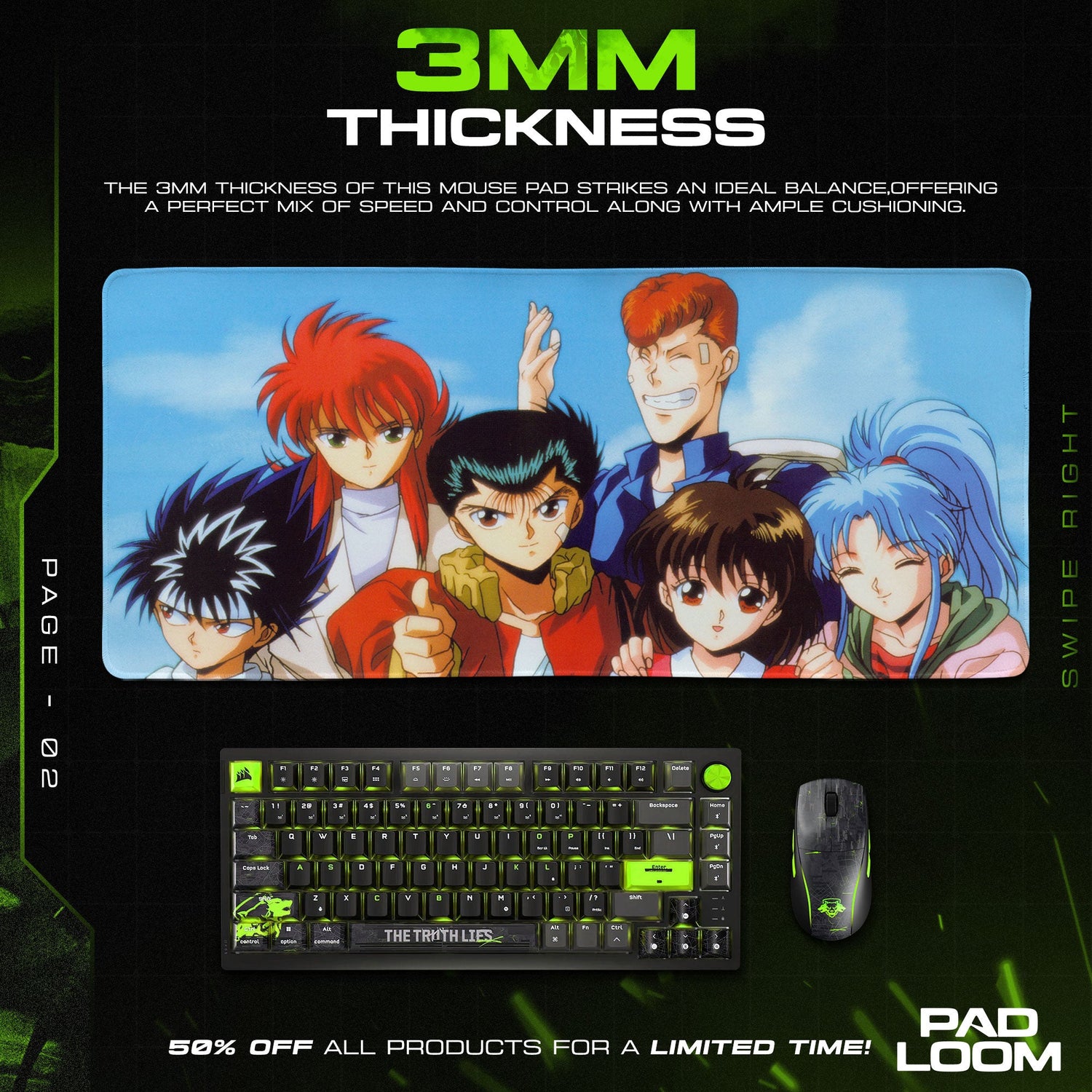 Yusuke Urameshi Mouse Pad - Spirit Team Anime Desk Mat Padloom