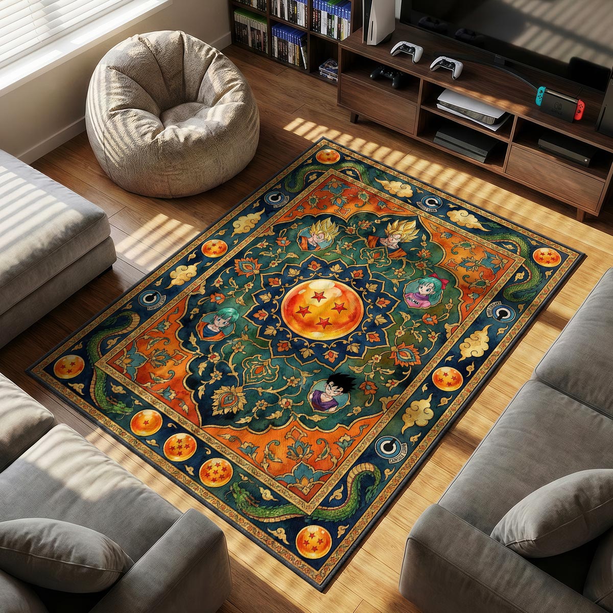 Z Fighters themed area rug for home decor fans