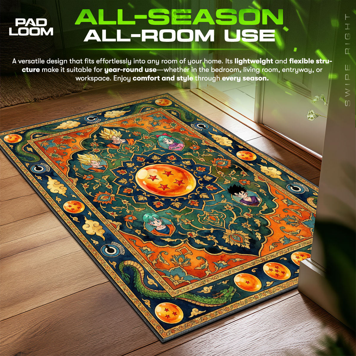 Z Fighters Persian Dragon Ball Z Chair fan rug — premium quality print