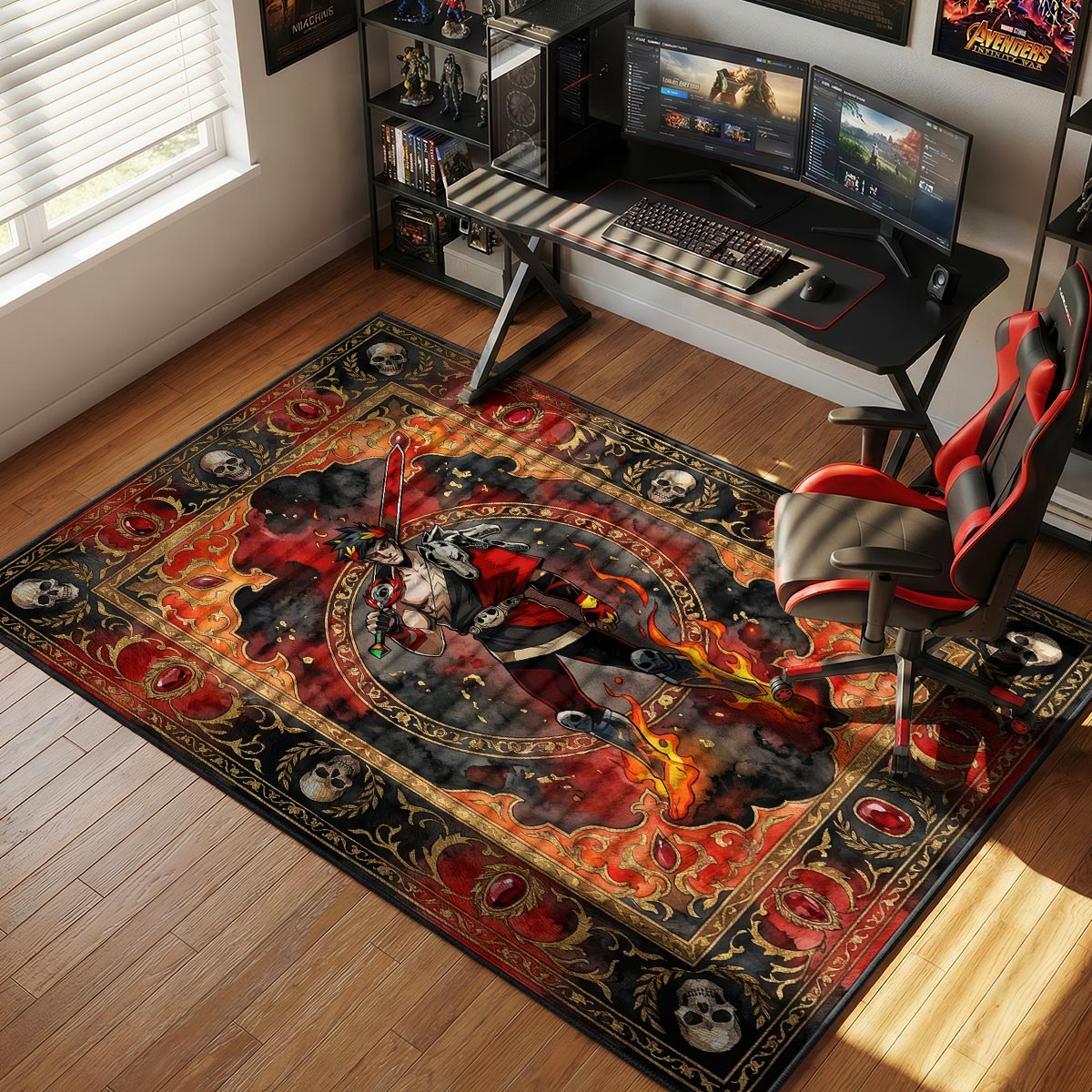 Zagreus Flame Portrait Rug - Hades Chair Mat