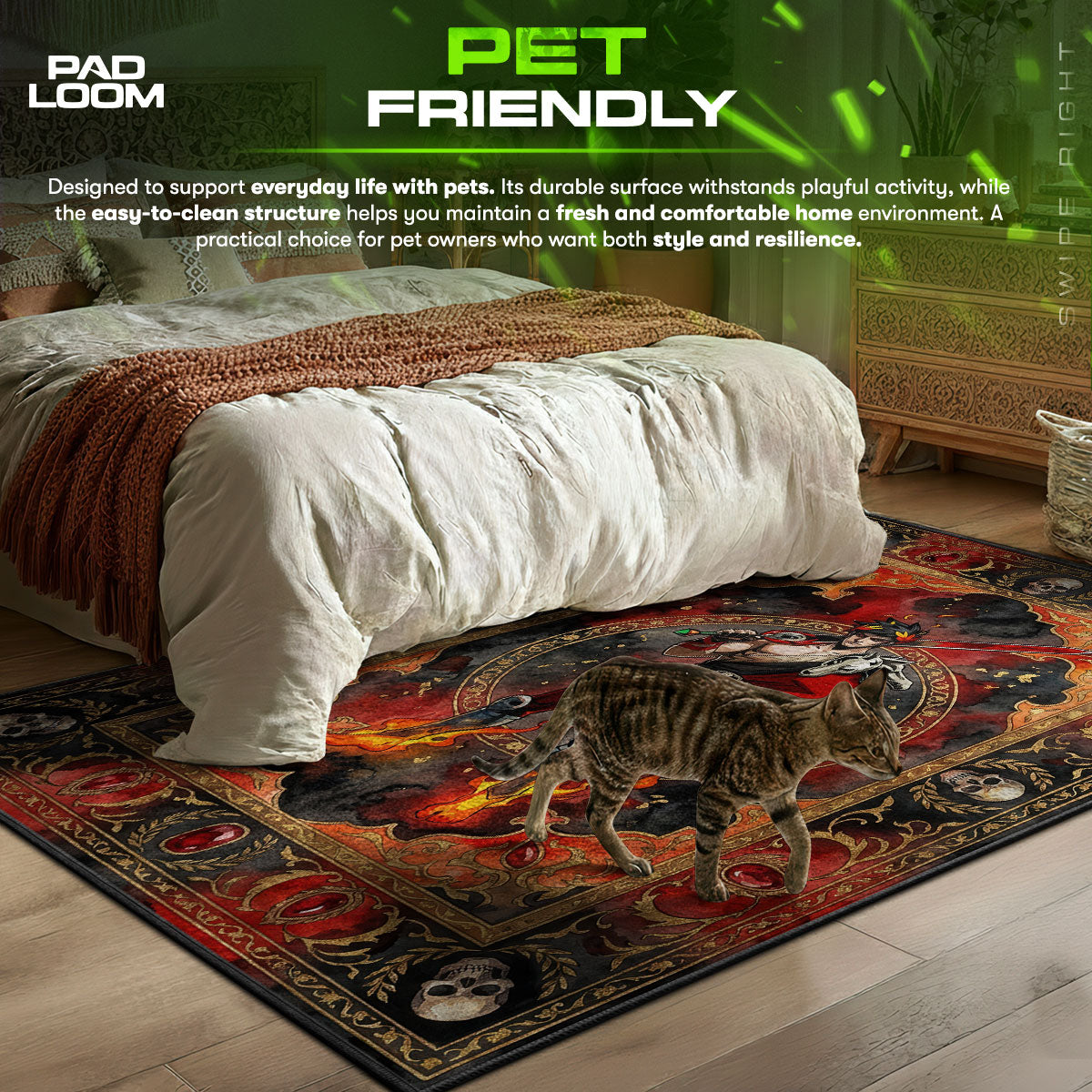 Zagreus Flame Portrait Rug - Hades Chair Mat