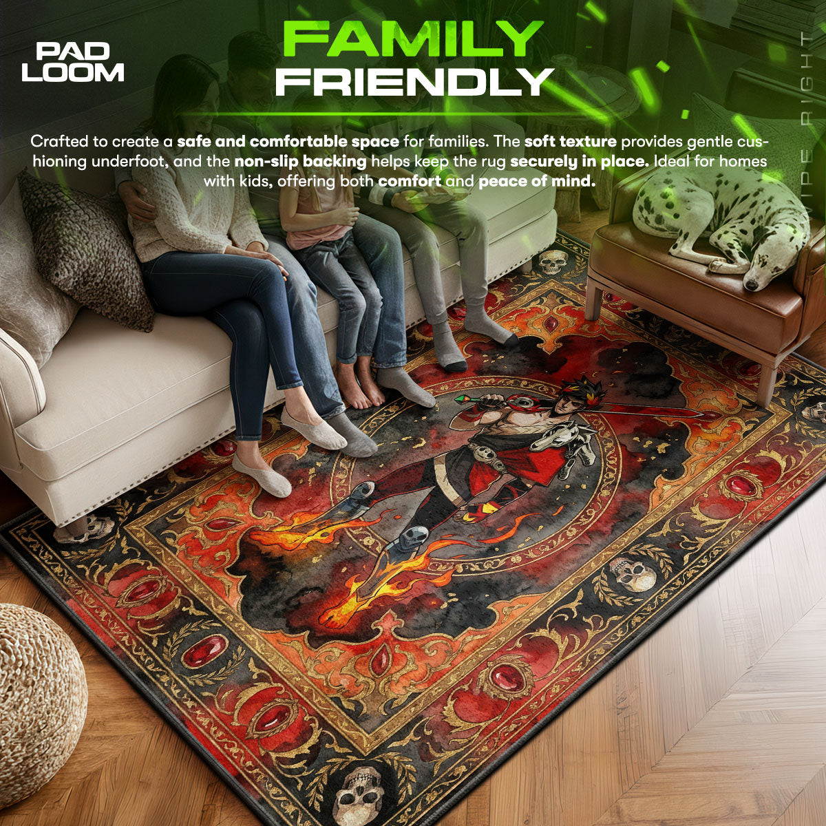 Zagreus Flame Portrait Rug - Hades Chair Mat