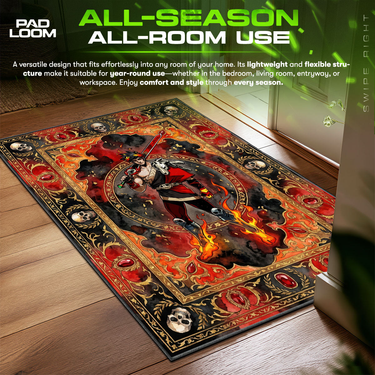 Zagreus Flame Portrait Rug - Hades Chair Mat