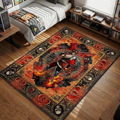 Zagreus Flame Portrait Rug - Hades Chair Mat