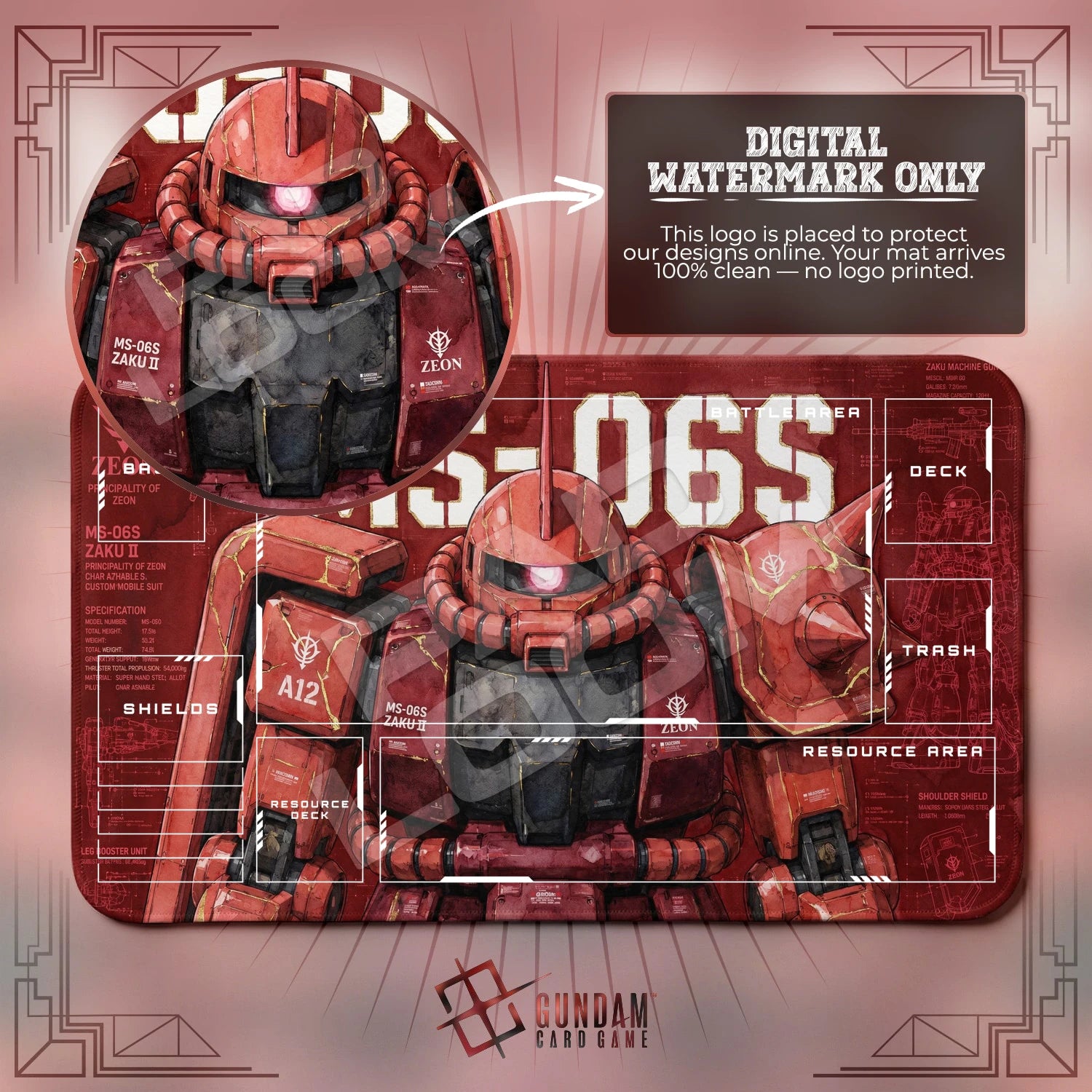 Zaku MS-06S Playmat - Gundam TCG Card Game Mat